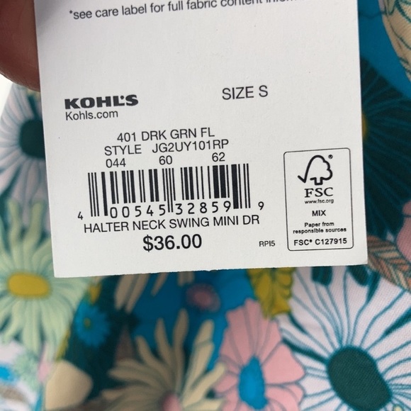 3/$24 SO Halter neck swing mini dress floral print dress S jrs - Picture 14 of 15